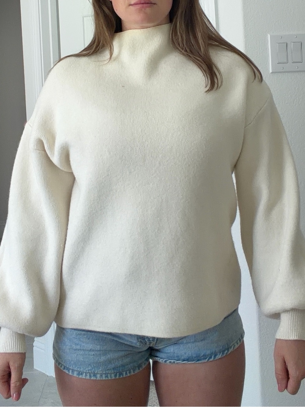 Vici Cream Mock Neck Pullover Sweater